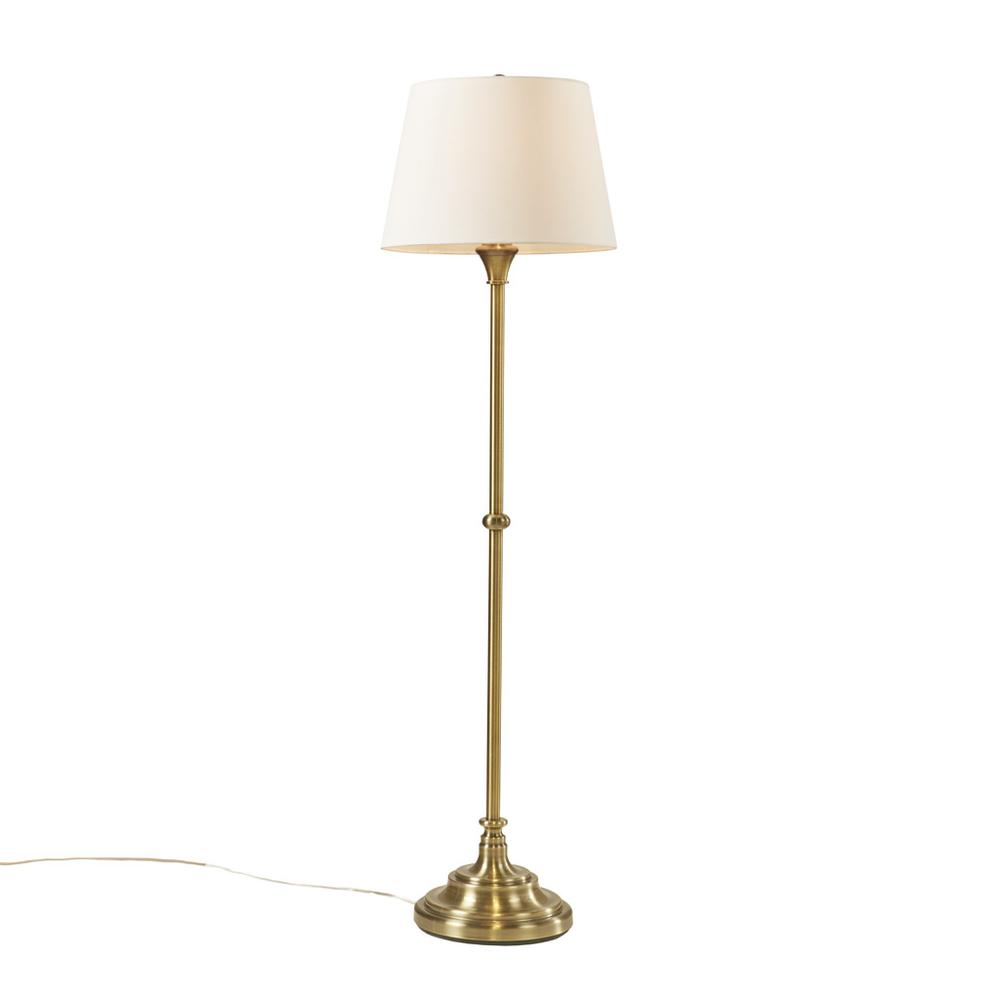 Start2Finish 59-inch floor lamp with a sleek modern design and a tall, slim metal stand and fabric lampshade.