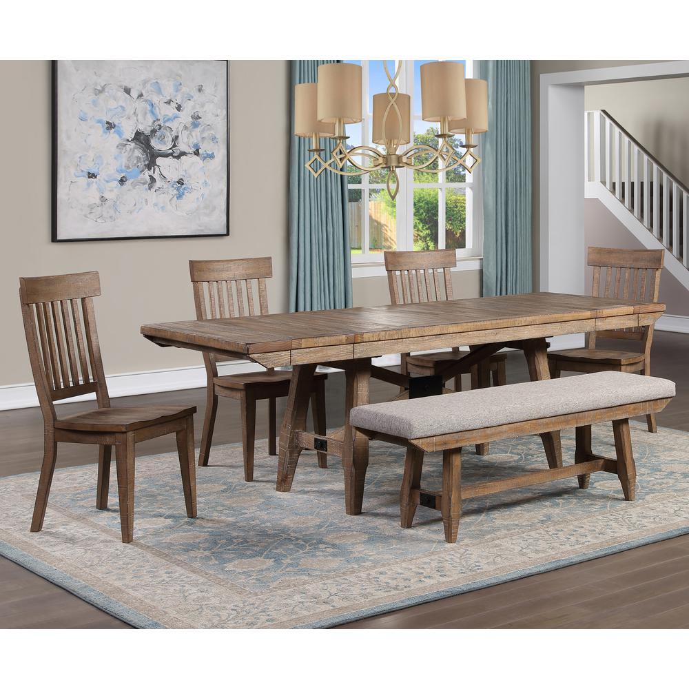 Riverdale 6-piece dining set with one bench by Start2Finish, includes table and chairs, in a modern wood finish.