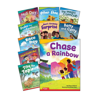 Set of 10 Grade 1 Literary Text Readers from Start2Finish, featuring colorful book covers for early reading practice.