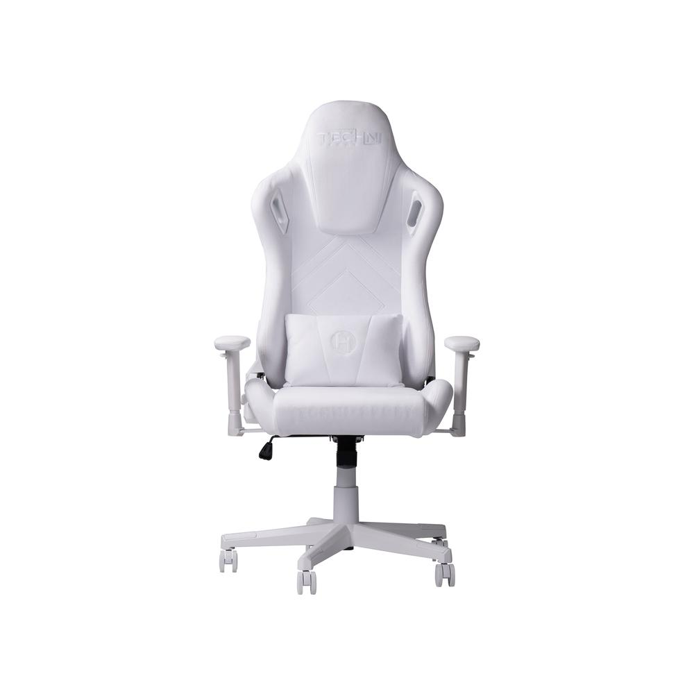 White velvet gaming chair by Start2Finish with ergonomic design and adjustable armrests, ideal for comfortable gaming sessions.
