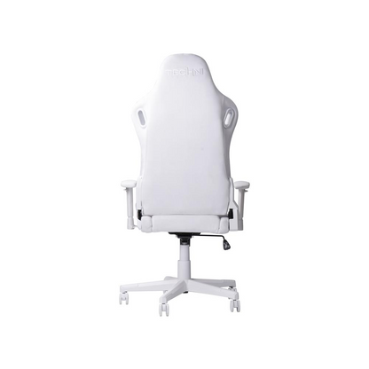 White velvet gaming chair from Start2Finish featuring a plush, ergonomic design with adjustable armrests and a high backrest.