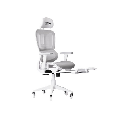 Start2Finish AIRFLEX2.0 white mesh gaming chair with ergonomic design and adjustable features, shown from a side angle.