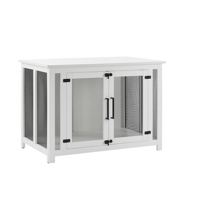 Start2Finish Dane Credenza Dog Crate with wooden finish, featuring a spacious interior and stylish design for pet comfort and home decor.