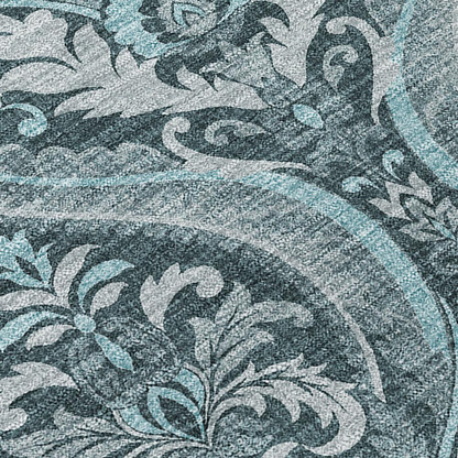 Start2Finish Chantille ACN572 teal 9x12 rug with intricate pattern, plush texture, and vibrant color on a neutral background.