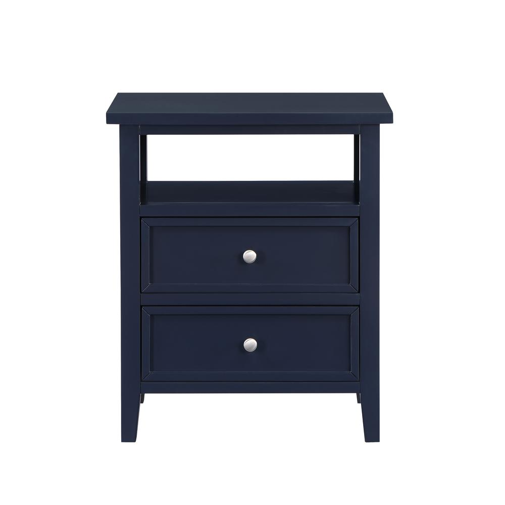 Walker Midnight Blue 2-drawer nightstand by Start2Finish, featuring sleek furniture design with two spacious drawers.