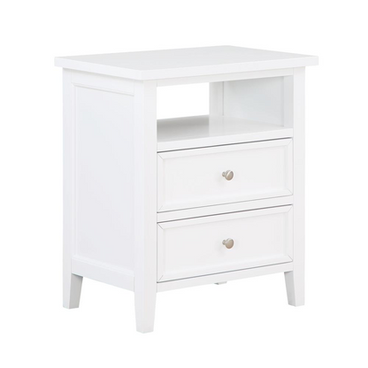 White Walker 2 Drawer Nightstand by Start2Finish, showcasing smooth wood finish and functional storage drawers.