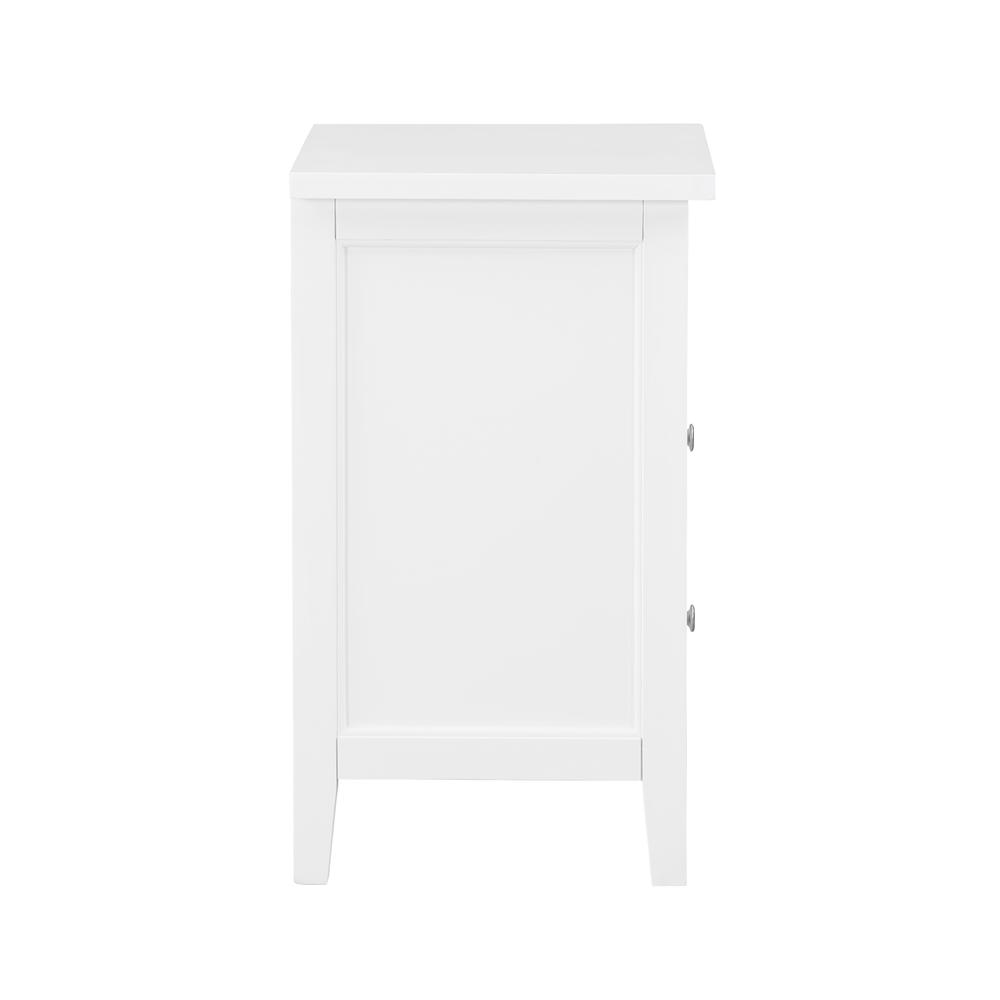 White Walker 2 Drawer Nightstand by Start2Finish, featuring a sleek wooden furniture design with two spacious drawers.