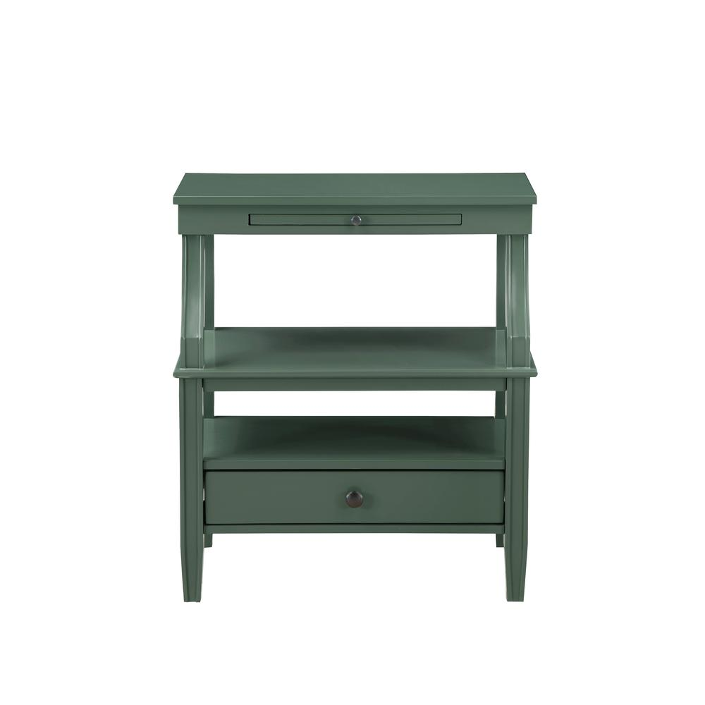 Vintage green storage nightstand by Start2Finish with a classic design and a single drawer, perfect for bedroom organization.