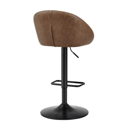 Watson faux leather gaslift swivel bar stool with backrest and chrome base, ideal for modern kitchen or bar area.