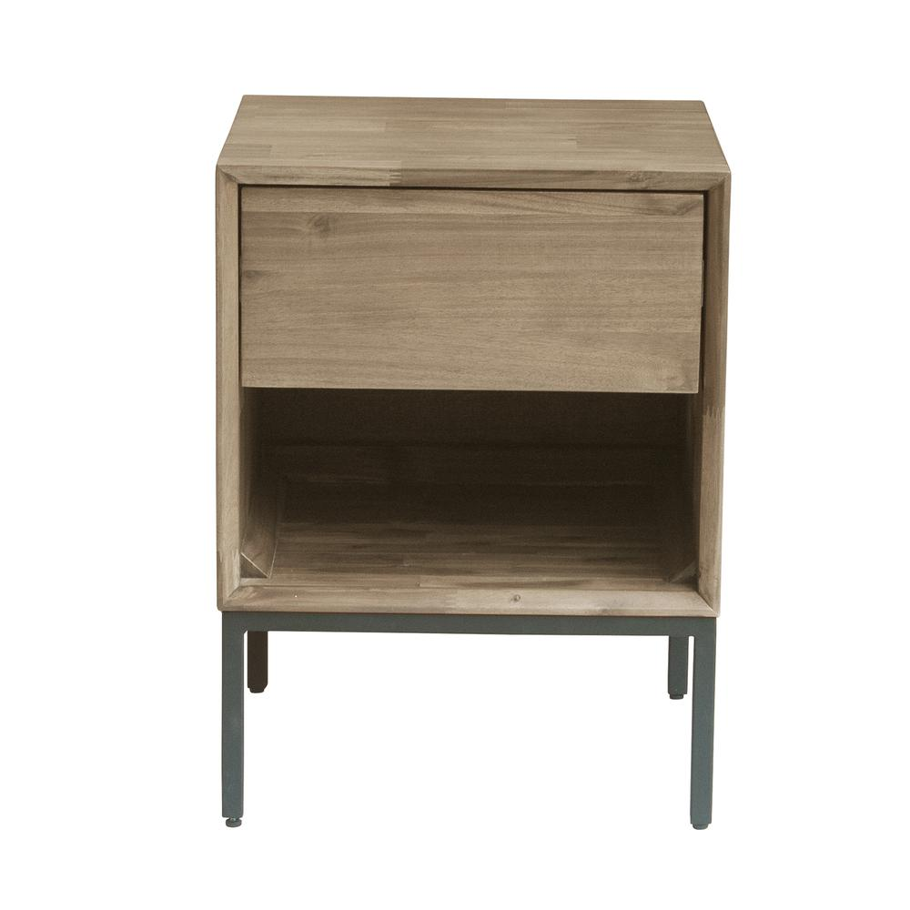 Start2Finish Hathaway nightstand with drawer and open shelf, modern wood side table for bedroom storage.