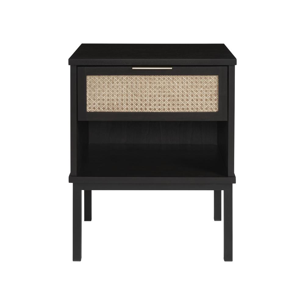 Start2Finish Caine Rattan Nightstand featuring a natural woven rattan surface and wooden legs, modern furniture for bedroom decor
