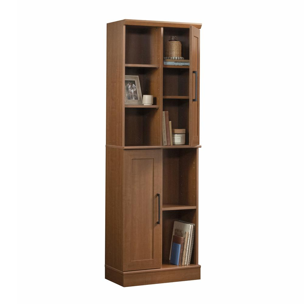 Start2Finish HomePlus Storage Cabinet in Sienna Oak finish, showcasing a modern wood-finish furniture piece with doors and storage compartments.