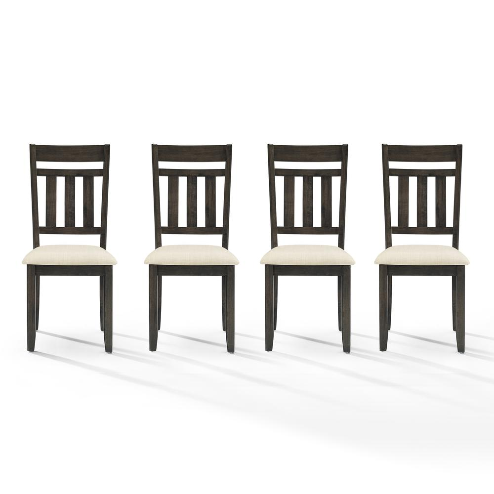 Set of four Hayden 4-Piece Slat Back Dining Chairs by Start2Finish, featuring wood slat backs and cushioned seats for dining room.