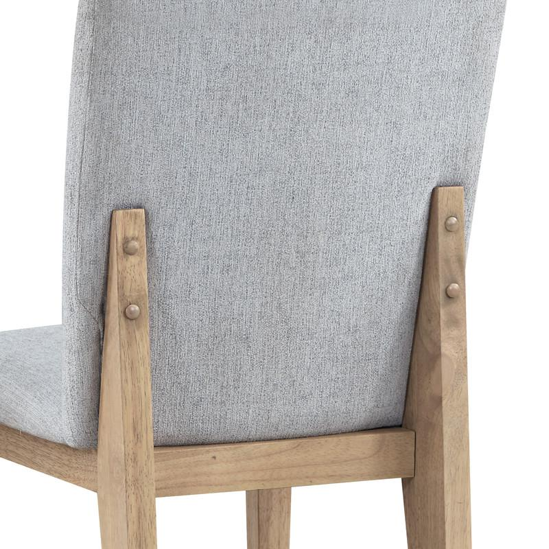 Set of 2 gray linen dining chairs with oak finish legs from Start2Finish, featuring cushioned seats and modern design.