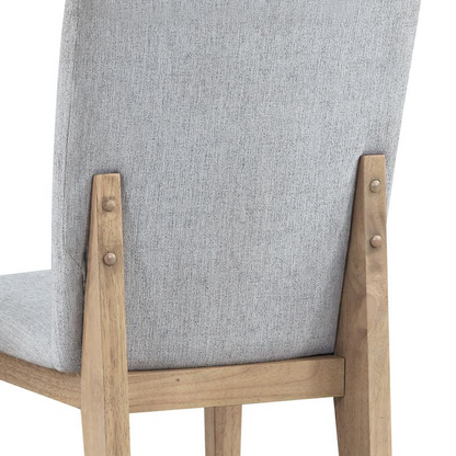 Set of 2 gray linen dining chairs with oak finish legs from Start2Finish, featuring cushioned seats and modern design.