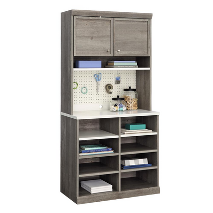 Start2Finish Craft Pro Series craft and hobby storage unit in mystic oak finish with multiple compartments for organization.