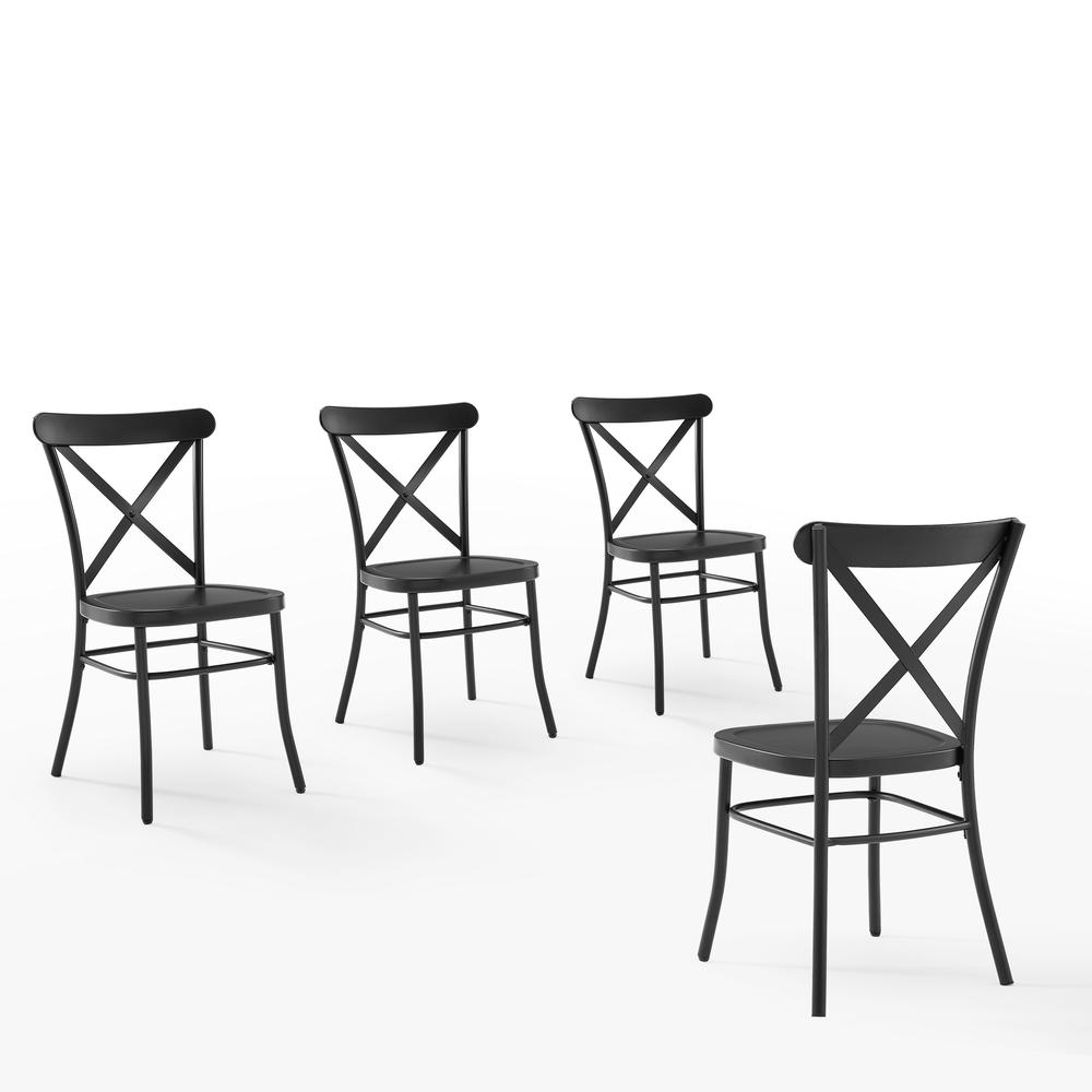 Camille 4-Piece Metal Dining Chair Set by Start2Finish, featuring modern black metal chairs with sleek design for dining room.
