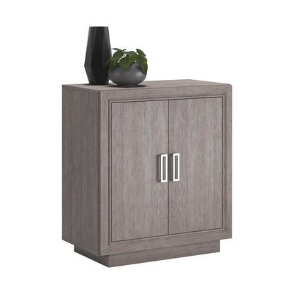 Hayes garden storage cabinet in Ashen Oak finish by Start2Finish with double doors and interior shelves for outdoor organization