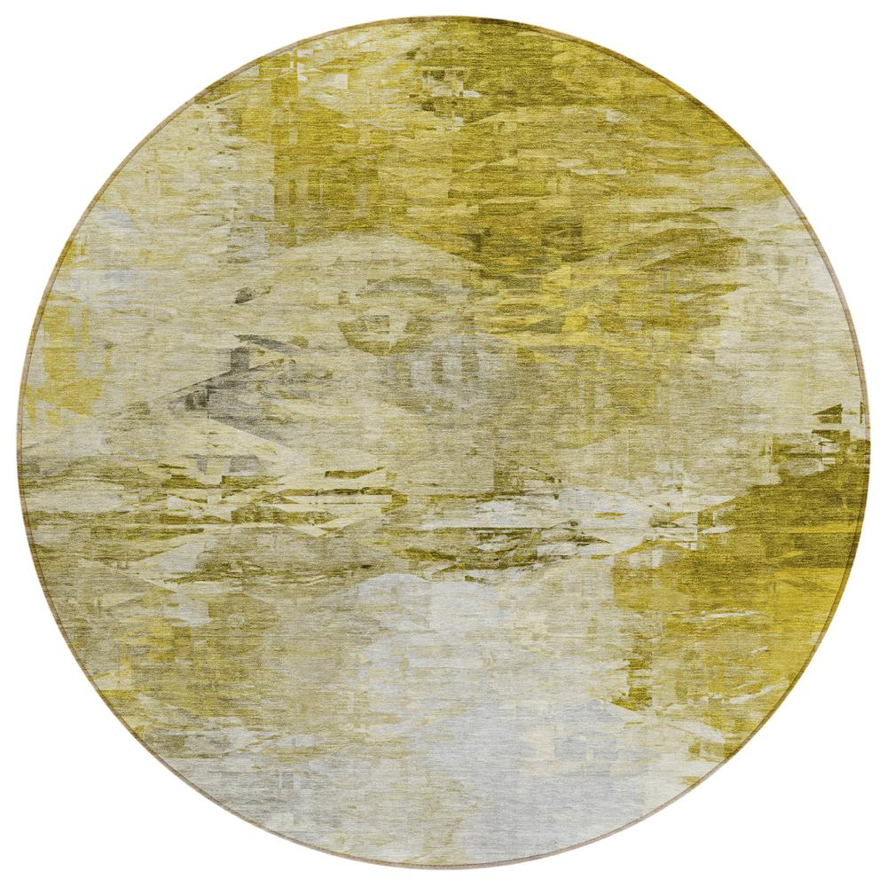 Start2Finish Chantille ACN595 gold 8x8 rug with intricate pattern and plush texture, ideal for living room or bedroom decor.