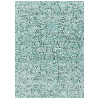 Start2Finish Chantille ACN611 teal 8x10 rug with intricate pattern, soft texture, and vibrant color for stylish home decor.