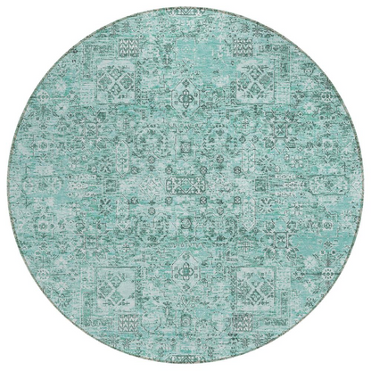Start2Finish Chantille ACN611 teal 8x8 rug with soft, plush fabric and intricate pattern, ideal for living room or bedroom decor.