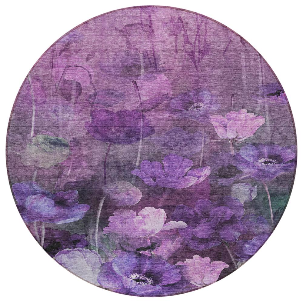 Start2Finish Chantille ACN613 purple 8x8 rug with intricate pattern, soft texture, and vibrant color in a cozy home setting.