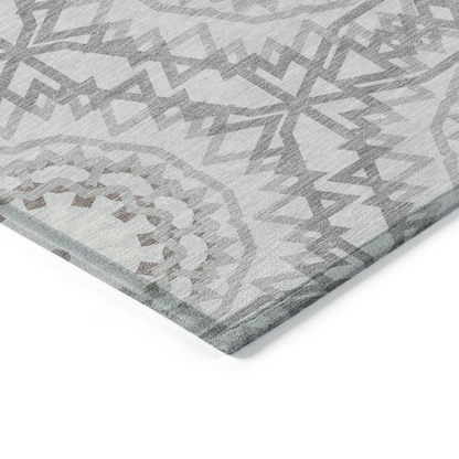 Start2Finish Chantille ACN619 gray 9x12 rug with intricate patterned design, soft texture, and elegant appearance.