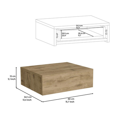 Modern Ivor Floating Nightstand by Start2Finish, wall-mounted bedside shelf with drawer, in a sleek wood finish.
