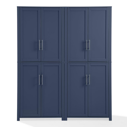Start2Finish Savannah 2-piece kitchen storage pantry set with two tall, wooden-finish pantries for organized kitchen storage.