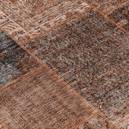 Start2Finish Chantille ACN669 orange 9x12 rug with intricate pattern, soft texture, and vibrant color for living room or bedroom decor.