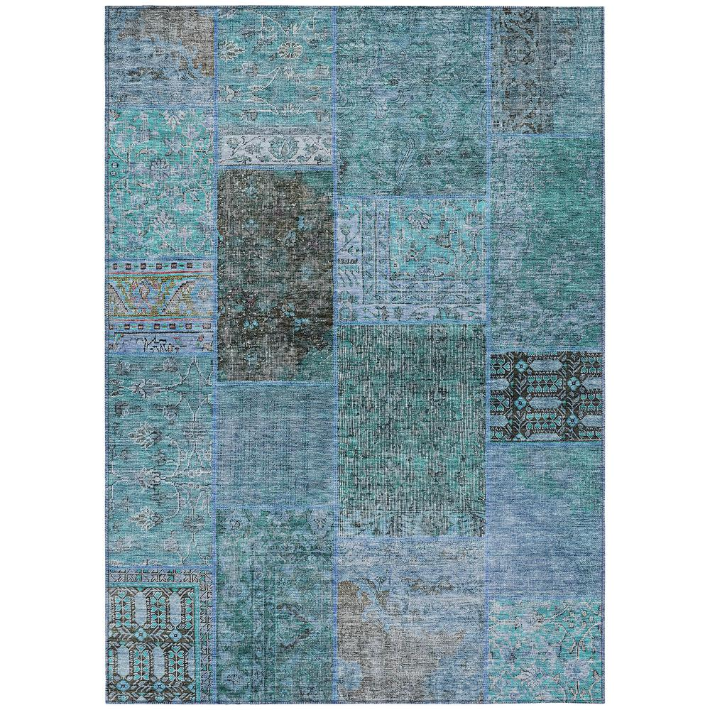 Start2Finish Chantille ACN669 teal 10x14 rug with plush texture, showcasing soft fibers and contemporary design.