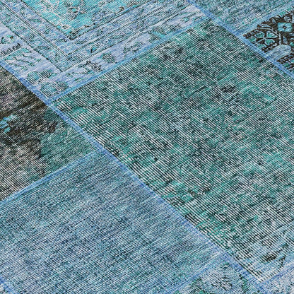 Start2Finish Chantille ACN669 teal rug, 10x14 feet, with intricate pattern and soft texture, ideal for living room or bedroom decor.