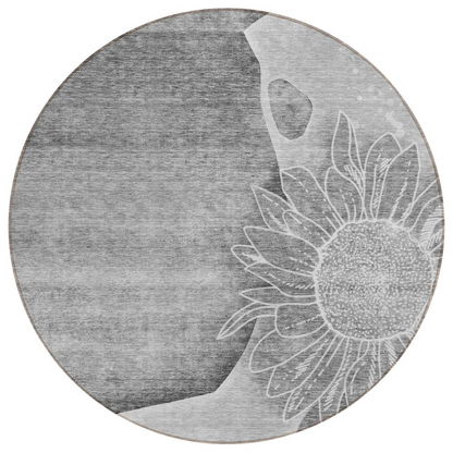 Gray Chantille ACN700 8x8 rug by Start2Finish featuring a textured woven pattern and plush surface for living room decor.