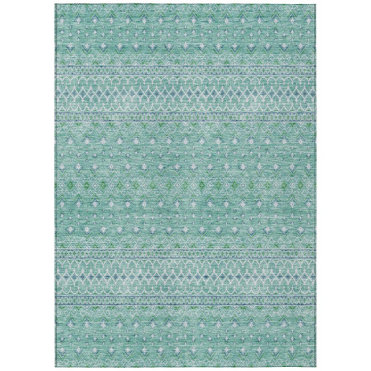 Start2Finish Chantille ACN709 teal 10x14 rug with intricate pattern, plush texture, and vibrant teal color on a neutral background.