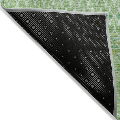 Start2Finish Chantille ACN709 green 10x14 rug with intricate pattern, soft texture, and plush pile in a vibrant green color.