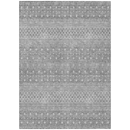 Gray Chantille ACN709 8x10 rug by Start2Finish, showcasing soft textured fabric and modern design in a spacious room setting.