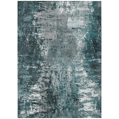 Start2Finish Chantille ACN718 teal rug, 10x14 feet, showcasing soft fabric, intricate pattern, and vibrant teal color.