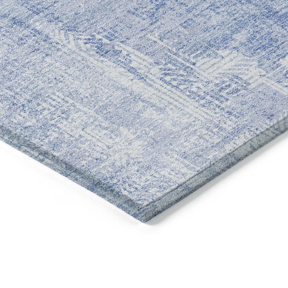 Start2Finish Chantille ACN725 Blue 8x10 rug with intricate patterns, soft texture, and vibrant blue color for living room decor.