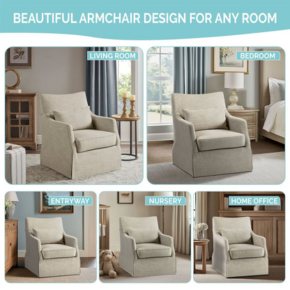Start2Finish skirted swivel chair with cushioned seat and fabric upholstery, ideal for modern living or office spaces.