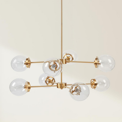 Start2Finish 8-light metal chandelier with globe bulbs, featuring a modern industrial design and a sleek black finish.