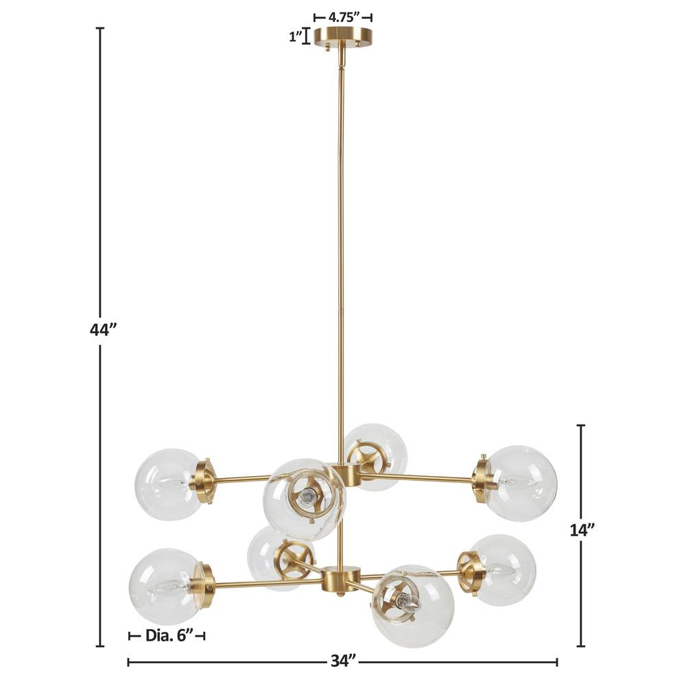 Start2Finish 8-light metal chandelier with globe bulbs, featuring a modern geometric design and sleek finish.