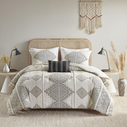 Start2Finish 4-piece printed comforter bedding set with matching throw pillow, featuring colorful floral design and cozy fabric.