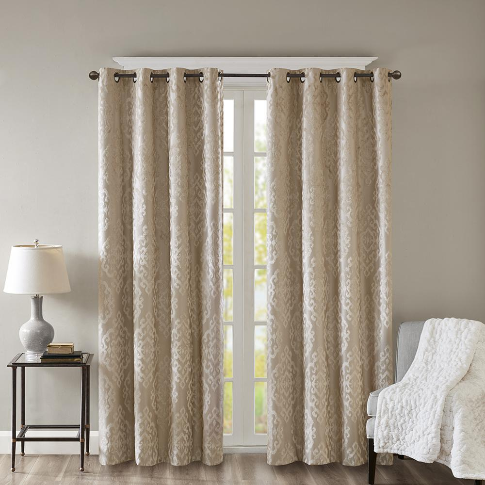 Start2Finish black jacquard damask blackout curtain panels with grommets, ideal for home window decor, pair of elegant window drapes