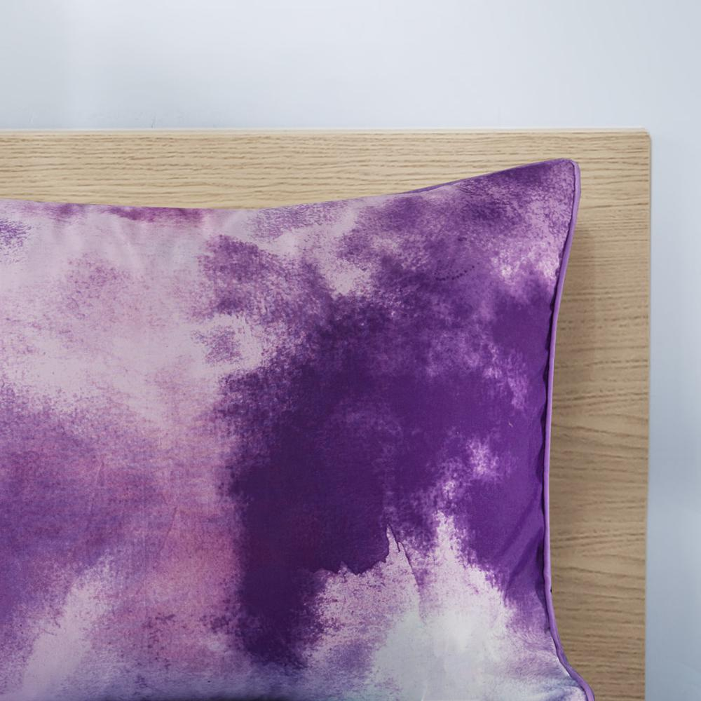 Watercolor tie dye printed comforter set with matching throw pillow from Start2Finish, featuring vibrant, artistic bedding design.