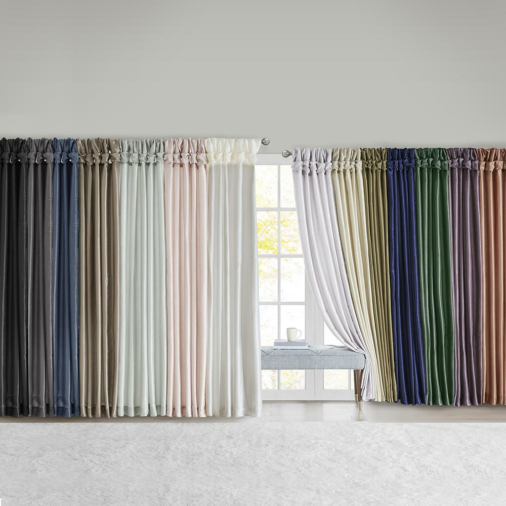 Pair of Twist Tab Lined Window Curtain Panels by Start2Finish, showing beige fabric with twist tab tops and lined interior.