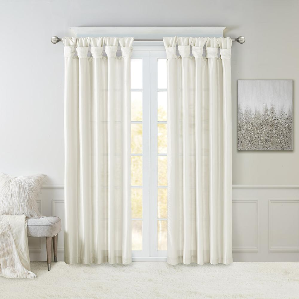Pair of Twist Tab lined window curtain panels from Start2Finish, featuring a home decor design with twist tab tops.