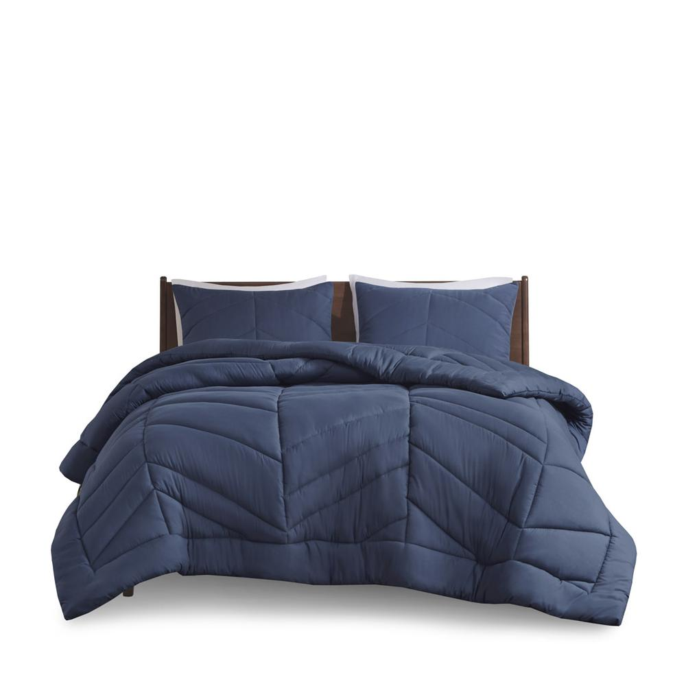 Start2Finish quilted chevron comforter set featuring a geometric chevron pattern in soft bedding for a cozy bedroom look.