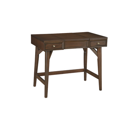 Walnut Flynn Bedroom Vanity by Start2Finish featuring a spacious tabletop, mirror, and sleek storage drawers in a modern design.