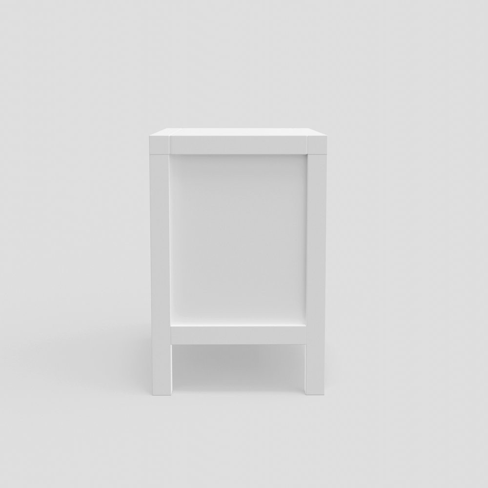 White Carmel 2 Drawer Nightstand by Start2Finish featuring a sleek wooden furniture design with two spacious drawers.