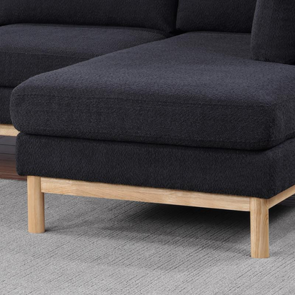 Black Sherpa U-shape sectional sofa by Start2Finish, featuring a double chaise and plush, cozy fabric for comfortable seating.